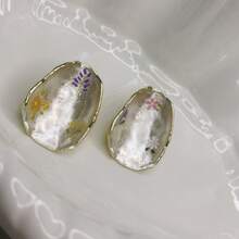 1对精致法式复古釉面花卉夸张耳环，阿芙罗狄蒂花园，小众高端度假风耳环 - 白色 - 查看 4