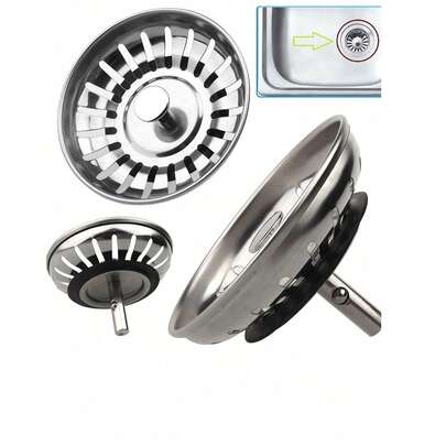 Lưới lọc và nút chặn cống bồn rửa nhà bếp bằng thép không gỉ - Nút chặn cống được đánh bóng có lưới lọc tóc, thích hợp để bảo vệ cống thoát nước nhà tắm và nhà bếp.