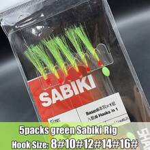 TAVERIKO 5 Bags/30 Hooks European-Style Sabiki Rig With Glow Beads And Lifelike Small Fish, Suitable For Atlantic Mackerel, Pacific Sardine, Northern Anchovy, Atlantic Menhaden/Bunker, Mullet, Striped Bass, Tuna, Fishing Accessories - Green - View 2