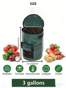 Túi trồng khoai tây có cửa sổ quan sát, túi trồng rau dễ thu hoạch, thích hợp để trồng khoai tây, cà chua, v.v. trên ban công và vườn. - Nhiều màu - Xem 3