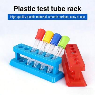 OBOVAY 1 Set Plastic Test Tube Rack And Science Experiment Kit, Multicolor Perforated Test Tube Rack With Graduated Centrifuge Tubes And Pipettes, Durable Lab Supplies Suitable For STEM Learning, School Science Projects, Home Experiments And Scientific Exploration, Great For Students, Teachers And Science Enthusiasts