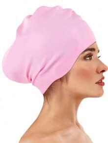 Mũ bơi cỡ lớn unisex, thiết kế buộc tóc đuôi ngựa, phù hợp với tóc dài và dày, tóc xoăn, tóc tết, tóc dreadlocks, chất liệu silicon, giữ cho tóc khô ráo, vật dụng cần thiết khi đi biển, phụ kiện đi biển, phao bơi. - Nhiều màu - Xem 8