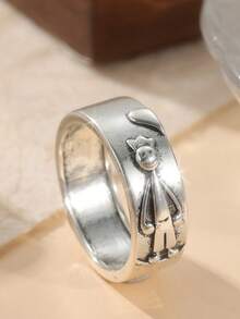 Anillos de pareja de cobre artesanales vintage, anillos conmemorativos, anillos de regalo, anillos de boda bohemios - Plateado - Ver 4
