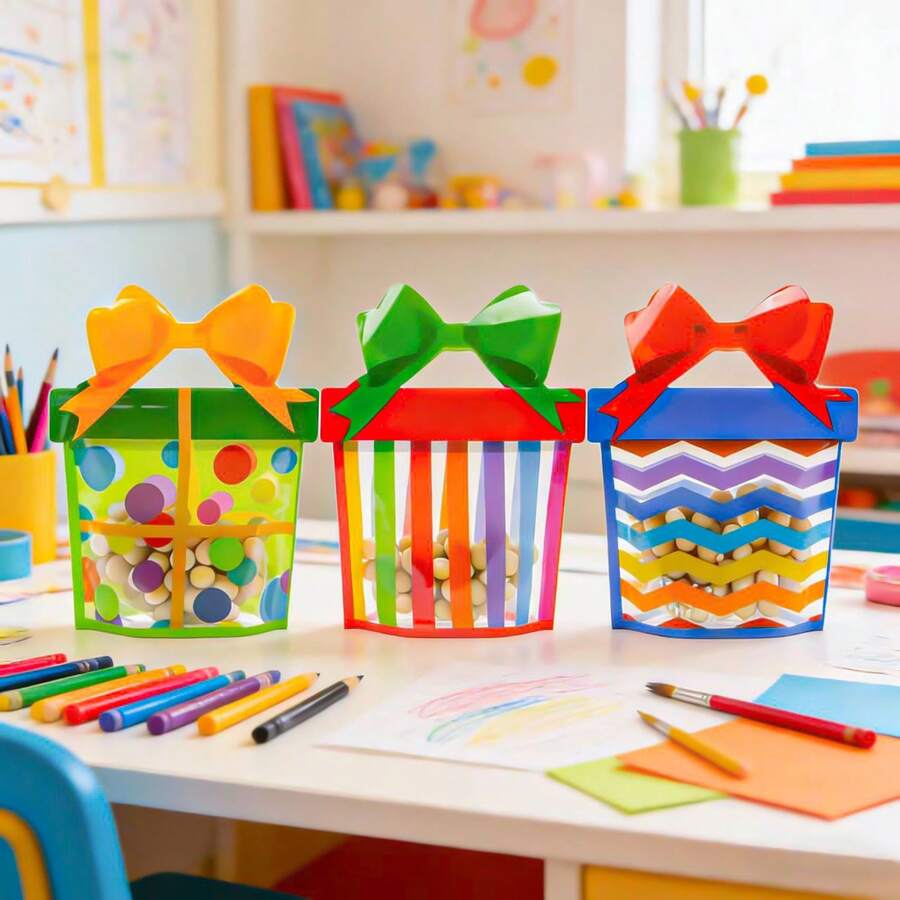 24 Pcs Bowknot Handle Self-Sealing Bags, Striped, Wave & Dot Pattern Gift Candy Storage Bags, 3 Patterns Party Handbags, Festive & Party Gift Packaging Bags - Multicolor - View 1