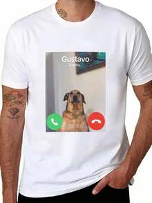 Camiseta de meme divertido Gustavo El Perro Está Llamando - 100%, Ajuste suelto casual para hombres, Idea de regalo perfecta - Blanco - Ver 5