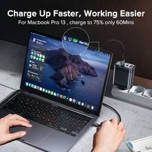 1个65W/45W/30W氮化镓充电器，2个Type-C接口+1个USB-C接口，支持QC4.0快充，兼容 17 Pro Max/17 Pro/17/Air/16/15/14/13/12/11/XS/XR/8/7/6，S25/S24/S23/S22/S21 Ultra Plus - 黑色 - 查看 5