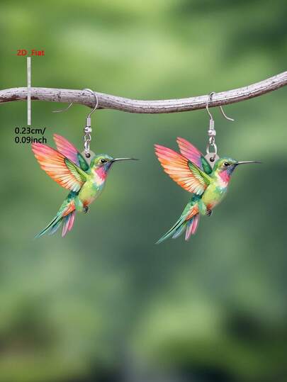 1 Đôi bông tai mặt dây chuyền hình chim hoạt hình 2D phẳng, nhiều màu sắc, làm từ chất liệu acrylic, kiểu dáng dễ thương, thanh lịch và tối giản, phù hợp cho nữ, thích hợp để đeo hàng ngày và trong các dịp lễ.