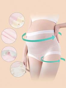 Maternity Underwear Modal Seamless Pregnancy Panties Under The Bump Postpartum Boyshort Underwear High Waist Recovery Maternity Pergnancy Panties 4-Packs - Hồng - Xem 8