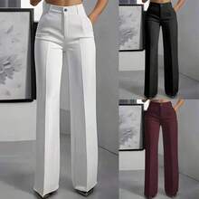 European And American-Border 2025 New Women's High-Waisted, Draped, Straight-Cut, Simple Suit Pants Women - White - View 3