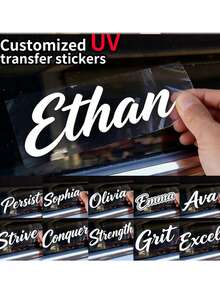 Pegatinas de transferencia UV personalizables en varios tamaños, se pueden personalizar con logotipo, texto y patrones para placas de metal, tazas de cristal, auriculares inalámbricos, fundas de teléfono, computadoras, cajas de almacenamiento, etc., patrones encantadores - Multicolor - Ver 4