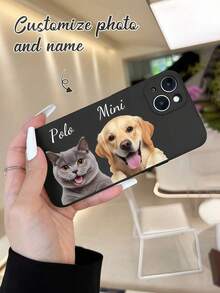 1pc Customized Photo Cutout Phone Case, Personalized Couple Phone Cover, Customize Your Own Phone Case, Portrait Phone Case, Anniversary Gift, Valentine's Day Gift, Birthday Gift, Wedding Gift, Mother's Day Gift, Father's Day Gift, Best Friend Gift, Gift For Mom/Dad, Gift For Boyfriend, Gift For Girlfriend, Suitable Compatible With Iphone 17, S26, A5, Honor 400 Lite, Transsion, And Various Phone Models - Apricot - View 5