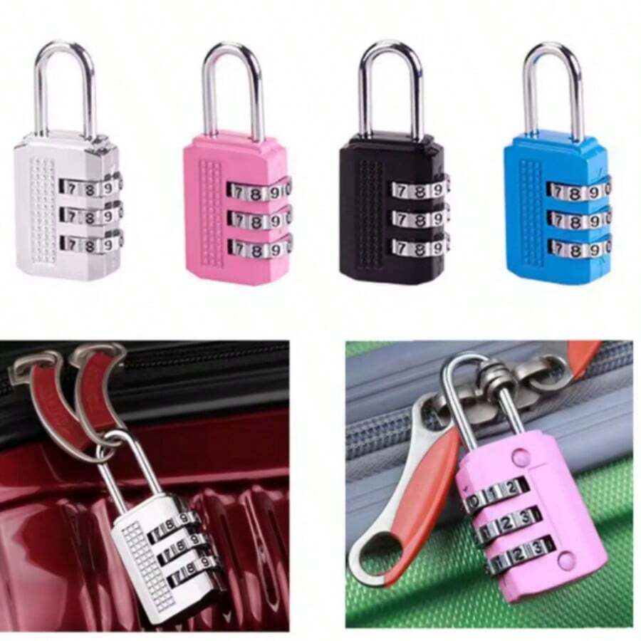 1pc/2pcs/4pcs Combination Lock, Alloy 3-Digit, For Wardrobe, Suitcase, Gym, Locker (Random Color) - Multicolor - View 1