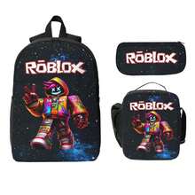 Anime Game 3 Pcs School Bag Set Middle School Student Backpack Lunch Bag Set Pen Bags Fashion Durable Large Book Bag Teenager - A - View 2