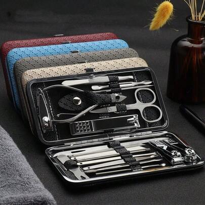 1 Set Of Professional Nail Care Kit, Including Travel Case - Portable Beauty Tool Set, Including Nail Clippers, Scissors, Tweezers, Push Rods, Files, And Ear Spoons - Suitable For Home, Travel, And Salon Use