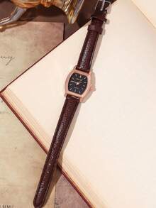 1 chiếc đồng hồ nữ phong cách retro vintage, chất lượng cao, kiểu dáng sinh viên, nhẹ nhàng, sang trọng, mặt số nhỏ, máy quartz Anh Quốc dành cho nữ. - màu nâu - Xem 1