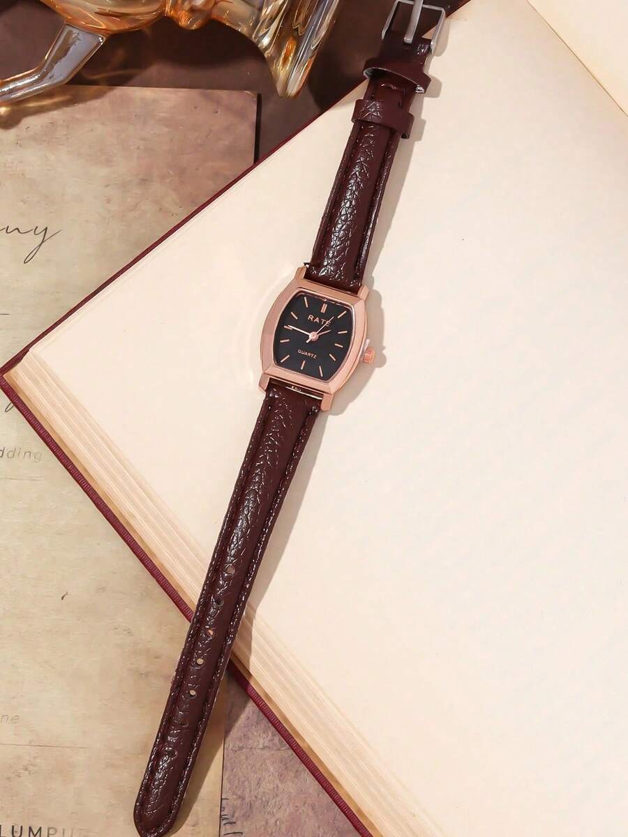 1 chiếc đồng hồ nữ phong cách retro vintage, chất lượng cao, kiểu dáng sinh viên, nhẹ nhàng, sang trọng, mặt số nhỏ, máy quartz Anh Quốc dành cho nữ. - màu nâu - Xem 1