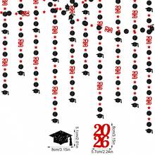 2026畢業派對裝飾－亮片背景布搭配2026與學士帽鏤空橫幅吊飾、畢業花環、學士帽裝飾、畢業中心裝飾品、吊掛式畢業帽，適合大學畢業派對 - A - 查看 12