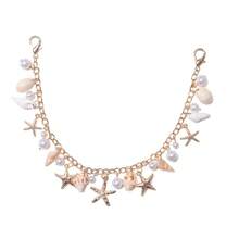 新款波西米亚贝壳链，海星、贝壳和珍珠组合，夸张的度假风DIY包包挂饰配饰，适合作为包包挂件或教师礼物 - 彩色 - 查看 4