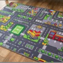 Extra Large Kids Play Rug City Life Pattern Carpet Activity Play Mat - Green - View 1