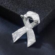 Silver-Plated Rhinestone Encrusted Ribbon Lapel Pin, Luxury Breast Cancer Awareness Commemorative Brooch, Fashion Suit Accessory Symbolizing Hope For Breast Cancer Prevention, Breast Cancer Awareness Month October Gift - Commemorative Bracelet - View 5