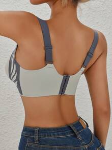 Two-Tone, With Back Clasp, Adjustable, Push-Up, Seamless, No Underwire, Comfortable, Bra - 黑色 - 查看 5