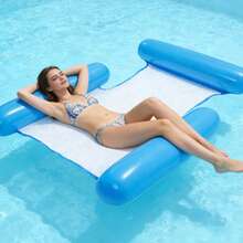 1pc PVC Inflatable Water Hammock, Made Of Thickened Mesh Fabric, Breathable Mesh Surface, Backrest + Armrest Design Recreates Sofa Lounging Feel, Convertible Hammock/Chaise Lounge Dual Mode, Foldable And Space-Saving, Strong Buoyancy And Stable, Ideal For Pool Relaxation, Beach Vacation, Bathtub Lounging, The Perfect Summer Water Relaxation Solution. - Multicolor - View 7