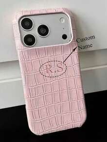 Bộ dụng cụ làm vòng đeo tay khắc chữ cái đầu tên theo yêu cầu, họa tiết da cá sấu. Ốp lưng điện thoại bằng da PU cao cấp, tương thích với iPhone 16, 15, 14 Plus, 13, 12, 11 Pro Max, chống sốc INS. - Hồng - Xem 2