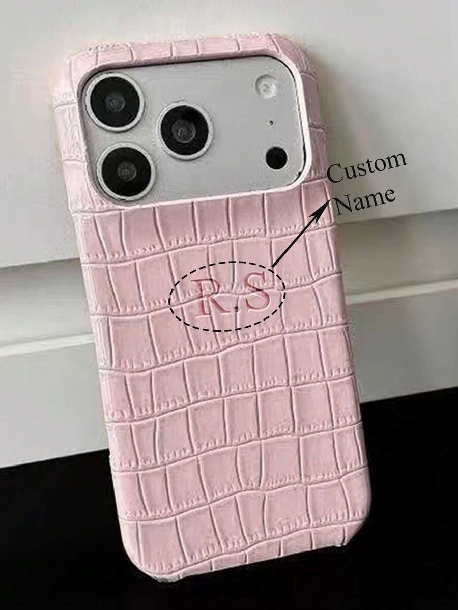Bộ dụng cụ làm vòng đeo tay khắc chữ cái đầu tên theo yêu cầu, họa tiết da cá sấu. Ốp lưng điện thoại bằng da PU cao cấp, tương thích với iPhone 16, 15, 14 Plus, 13, 12, 11 Pro Max, chống sốc INS.
