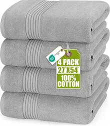 Utopia Towels Luxurious Bath Towels Set, 27 X 54 Inches 100% Ring Spun Cotton, 4 Pack, Beige - 冷灰色 - 查看 4