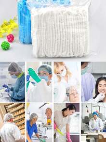 100pcs/50pcs Disposable Thickened Hats, Kitchen Oil-Proof Dust-Proof Food Caps, Shower Caps, Beauty Salon Breathable Hairnets, Disposable Caps, Work Hats, Chef Restaurant Caps, Dust-Proof Hairnets, Food Hairnets, Non-Woven Sanitary Hairnets, Suitable For Cleanrooms, Laboratories, Beauty Salons, Food Processing, Electronics Industry, Cleaning Work, Industrial Operations, Nail Salons, Etc. - Multicolor - View 8