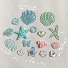 16pcs/Set Summer Shoes Decoration, Shell, Starfish, Fish, Butterfly DIY Sandal Garden Shoe Accessories, Party Gift - Multicolor - View 3