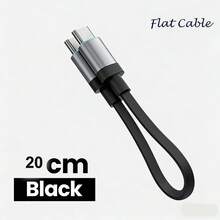 防缠绕 20cm 短款 USB-C 数据线 240W Type-C 转 Type-C 快充 磁吸编织线 兼容 15 16 17 妇女节礼物 生日 周年纪念日 - 黑色 20厘米 - 查看 7