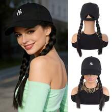 Women's Fashion Wig Baseball Cap, Made Of Synthetic Fiber, Black Hat With Two Braids, Suitable For Daily Life, Work And Holidays - Multicolor - View 1