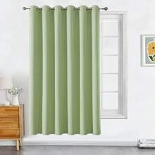 1pc Solid Color Polyester Curtain, Blackout Curtain To Darken Room During Power Outage, Heat Insulating Curtain For Kitchen, Dining Room, Living Room, Bedroom - Green - View 27