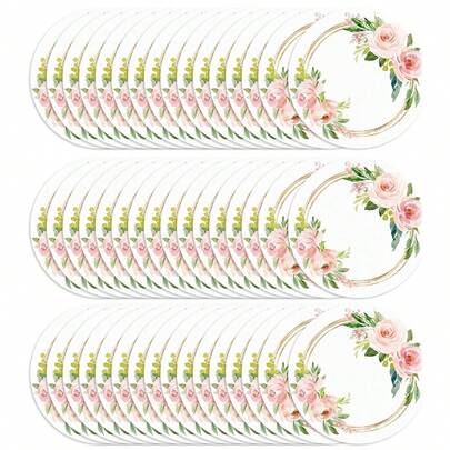 18/36 piezas Manteles de papel desechables con flores rosas, manteles redondos con flores rosas para bodas, cumpleaños, aniversarios, fiestas de despedida de soltera