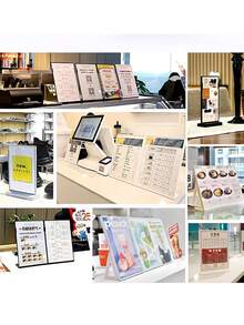 1个塑料斜面展示架，经久耐用，防滑，适用于展示菜单、广告、标牌、通知、手册、传单、证书、照片等，适配A4/A5/A6尺寸纸张。 - L型 - 查看 6
