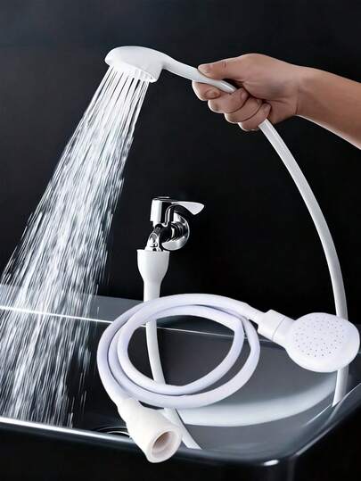360° Rotating Portable Faucet Sprayer, Flexible White Sink Sprayer Head With Fixed Clamp, Portable Faucet Attachment, Hand-Held Design With Long Hose And Detachable Nozzle, Smooth Surface, For Non-Potable Water, RV And Home Decor Accessory, Ideal For Hair Washing, Pet Bathing, Sink Cleaning, Vegetable Rinsing, Plant Watering, And A Great Gift Idea