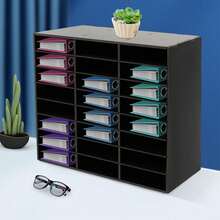 SanBouSi 24-Compartment Literature Organizer Desktop File Holder Office Mailbox - Black - View 6