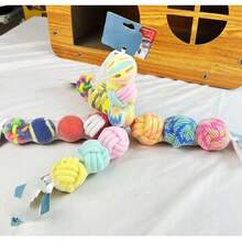 Bộ đồ chơi cho thú cưng bằng bóng dây cotton bền chắc, giúp giảm buồn chán và làm sạch răng, có chuông. - Nhiều màu - Xem 5