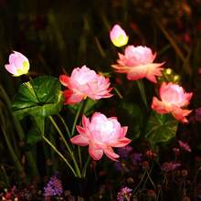 1pc Solar Powered Lotus Flower Ground Stake Light, Realistic Garden Lawn Lamp, Suitable For Yard, Patio, Lawn, Path And Holiday Party, Landscape Lighting - White Light - View 6