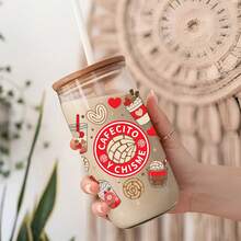 Bộ 4 miếng dán chuyển nhiệt UV DTF cho cốc thủy tinh 16oz (9.4x4.3in) không cần nhiệt, Y Chisme Mexican Concha Pan Dulce, Nhãn dán danh sách đồ uống cà phê đá cho cốc Libbey, Quà tặng DIY kiểu Latina - Latina 01 - Xem 10