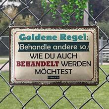 Vintage Golden Rule Metal Sign - "Treat Others as You Would Like to Be Treated" in German & English, 20.32x30.48 cm, Rustic Wall Decor for Home, Office, Bar, or Outdoor Spaces - Durable Iron Plaque with Classic Design, Perfect Holiday Gift, Club Decoration | Classic Decor Piece | Weathered Look, Metal Wall Art Decor, 2D Flat - 1PC - Übersicht 2