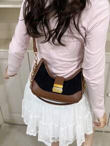 Niche Design Retro Dumpling Bag New Women's Bag Popular Explosion Model Crossbody Chain Crescent Bag - Black - View 5