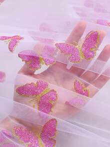 Wedding Butterfly Mesh Table Runner, Elegant Purple Butterfly Design Table Cover,Suitable For Wedding Party Table Decoration, Kitchen & Dining Room Decor, Birthday, Wedding, Wedding Event Decorations, Wedding Venue Decor. - One Size Fits All - View 8