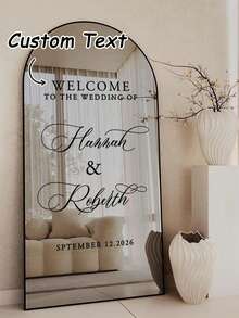 Personalized Wedding Mirror Decal Sticker, Custom Names & Date Seating Chart Lettering, Modern Welcome Sign Vinyl Decal For Wedding Reception, Ceremony, Bridal Shower, Anniversary & Home Decor - Multicolor - View 5