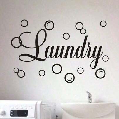 1pc Laundry Bubble Vinyl Engraved Wall Stickers Self-Adhesive Laundry Room Decorations