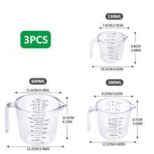 Cốc đong chất lỏng bằng nhựa 600ml/300ml/150ml, cốc đong đa năng dùng trong làm bánh và nấu nướng, dụng cụ nhà bếp thiết yếu. - Trong sáng - Xem 12