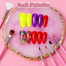 Kit de Ferramentas de Arte de Unhas 30 Peças - Canetas de Arte de Unhas, Pincel, Paleta de Resina para Arte de Unhas, Ferramentas de Pontilhado de Unhas - Pincéis de Listras para Linhas Longas, Caneta de Desenho de Unhas, Ferramentas de Pontilhado, Kit de Arte de Unhas para Arte de Unhas - Multicolorido - Visão 7