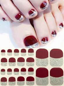 Pegatinas para arte de uñas de los pies, diseños de corazones y patrones geométricos de dibujos animados, purpurina multicolor, diseño mixto versátil, fácil aplicación con raspador - Multicolor - Ver 18