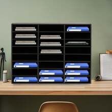 SanBouSi 24-Compartment Literature Organizer Desktop File Holder Office Mailbox - Black - View 7